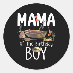 Mama van de verjaardag jongen Vist verjaardag fami Ronde Sticker