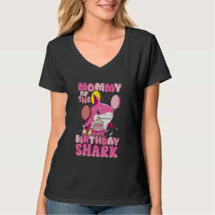 Mama van de Verjaardag Kind Shark Party Family Mat T-shirt