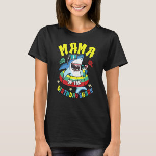 Mama van de verjaardagshaai bijpassende familie t-shirt