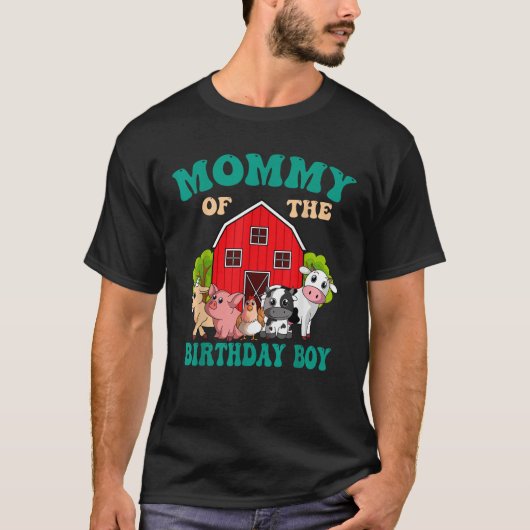 Mama Van De Verjaardagsjongen Boerderij Dierenfami T-shirt (Voorkant)