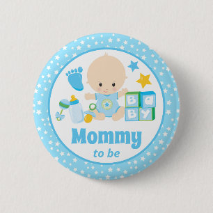 Mama van een jongen wordt blauw sterren ronde button 5,7 cm