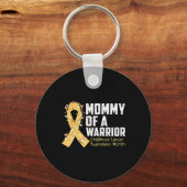 Mama van een krijger Kindertijd Kanker Bewustzijn Sleutelhanger (Voorkant)