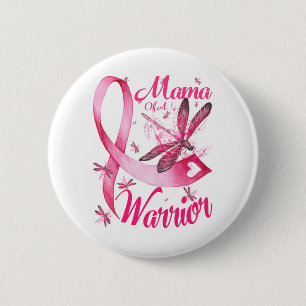 Mama Van Een Krijger Libel Borstkanker Bewustzijn Ronde Button 5,7 Cm