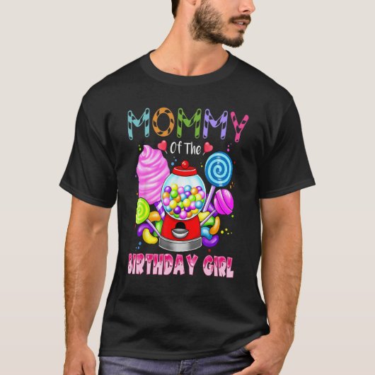 Mama van het Birthday Girl Candyland Snoep Birthda T-shirt (Voorkant)