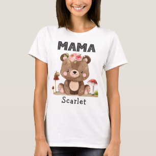 Mama van het Birthday Girl Wodland Baby T-Shir T-shirt