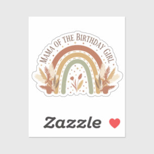 Mama Van Het Jarige Meisje Boho Regenboog Verjaard Sticker