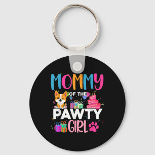 Mama van het Pawty Girl Corgi Dog Family Verjaarda Sleutelhanger