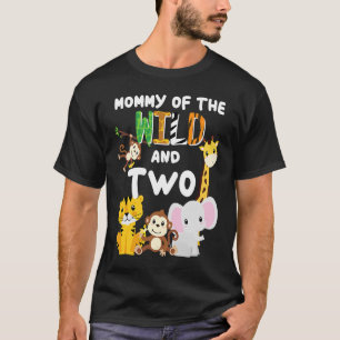 Mama van het wild en twee dierentuin verjaardag sa t-shirt