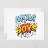 Mama van jongens Moederdag stripstijl Briefkaart (Voorkant / Achterkant)