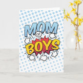 Mama van jongens Moederdag stripstijl Kaart (Gele Bloem)