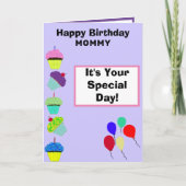 Mama Verjaardag Roze Cupcake Tower FOTO Kaart (Voorkant)