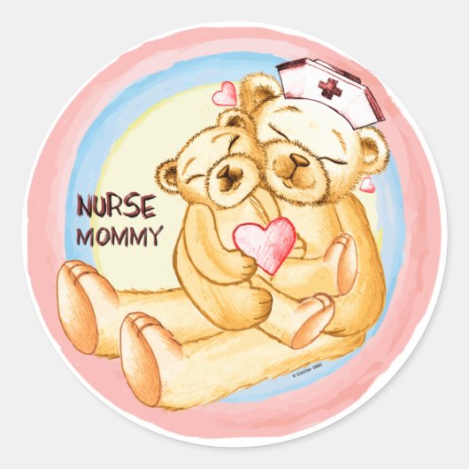 Mama verpleegster ronde sticker (Voorkant)
