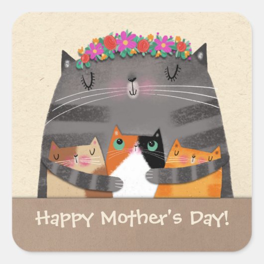 mama vierkante sticker (Voorkant)