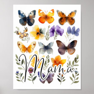 Mama Vlinders Bloemen Zomer Moederdag Graphic Poster
