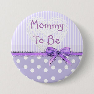 Mama voor Baby shower Button: Paarse Bow Ronde Button 7,6 Cm