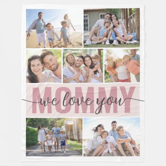 Mama We Love You Fotocollage Moederdag Fleece Deken (Voorkant)