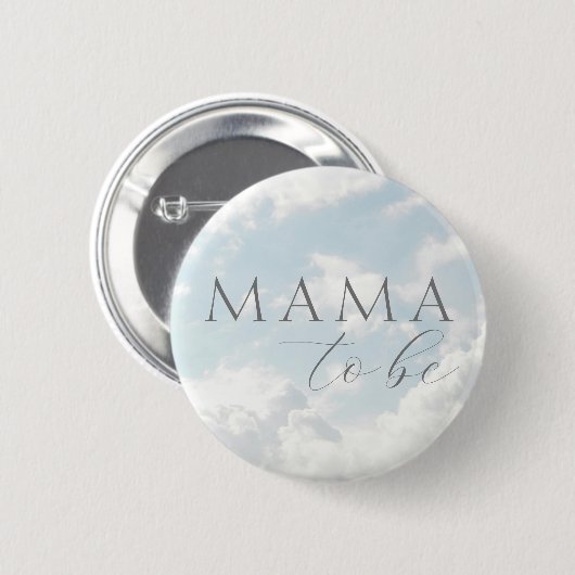 Mama wordt Blue Clouds Baby shower Button (Voorkant /achterkant)