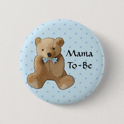 Mama wordt Teddy Bear Baby shower Button (Voorkant)