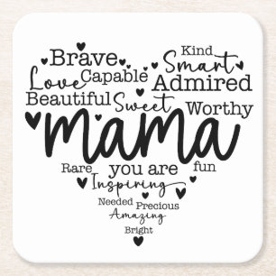 Mama You Are Vierkante Kartonnen Onderzetter