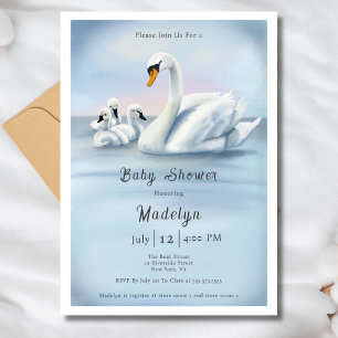 Mama zwaan met baby's Baby shower Kaart