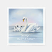 Mama zwaan met baby's Baby shower Servet (Voorkant)