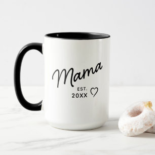 Mama Zwart en Wit Minimalistisch Oprichtingsjaar Mok