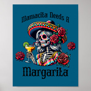 Mamacita heeft een margarita dronken skelet cinco poster