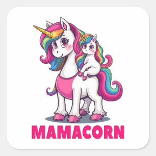 Mamacorn - De magische eenhoorn moeder Vierkante Sticker