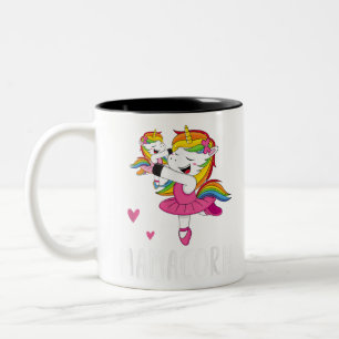 Mamacorn Unicorn Mama Ballerina Moederdag Gift Tweekleurige Koffiemok