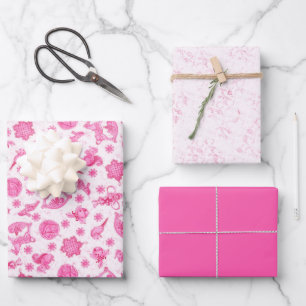 MaMagical Pink Kitsch Waterverf Ditsy Christmas Inpakpapier Vel