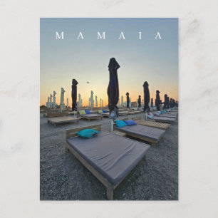 Mamaia-strand op een avondansichtkaart briefkaart