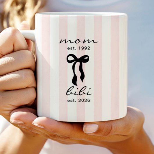 Maman à Bibi Mug Rose Ruban Rayures