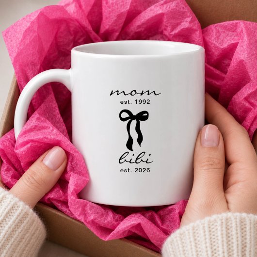 Maman à Bibi Mug Rose Ruban Rayures