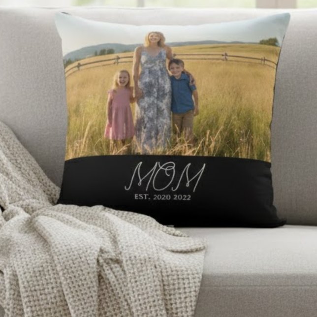 Maman a établi une photo de script moderne Coussin (Créateur téléchargé)