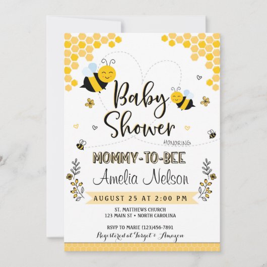 Maman À Être Baby shower Invitation Jaune Neutre (Devant)