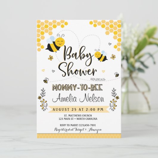 Maman À Être Baby shower Invitation Jaune Neutre (Debout devant)
