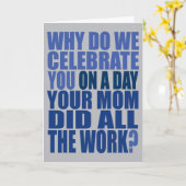 Maman a fait tout le travail bleu et gris carte d' (Fleur jaune)