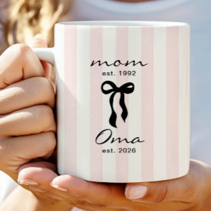Maman à grand-mère Mug rose à ruban rayé