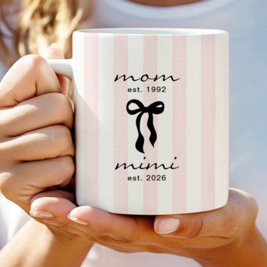 Maman à Mimi Mug Rose Ruban Rayures