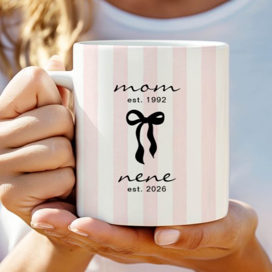 Maman à Nene Mug Rose Ruban Rayures