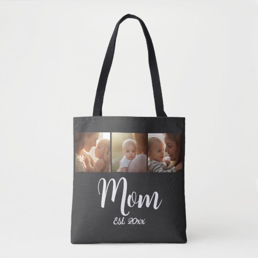 Maman Année d'établissement Script Noir Sac fourre (Devant)