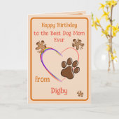 Maman Anniversaire de la carte chien (Fleur jaune)