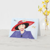 Maman avec Casquette rouge carte d'anniversaire (Fleur jaune)