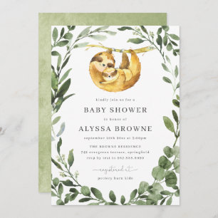 Maman Baby Sloth Baby shower Invitation