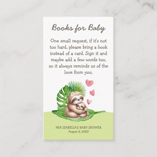Maman & Baby Sloth - Livres Pour Bébé - Carte Douc (Devant)