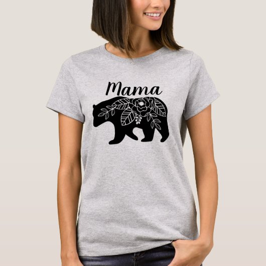 Maman Bear Tshirt avec des fleurs (Devant)