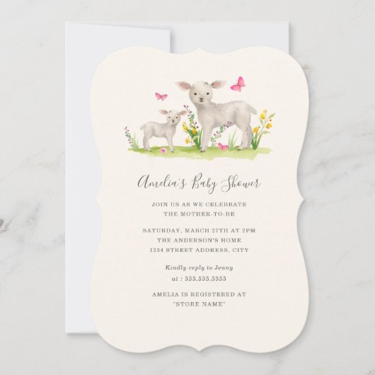 Maman Bébé Mouton Doux Baby shower Invitation (Devant)