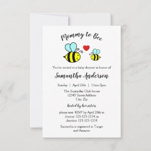 Maman Bee - Invitation pour Baby Shower 3x5