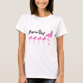 Maman Bird Flamingo T-Shirt avec quatre bébés (Devant)