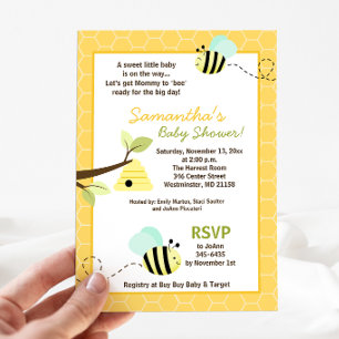 Maman Bourdon Douce Invitation à la Baby Shower po